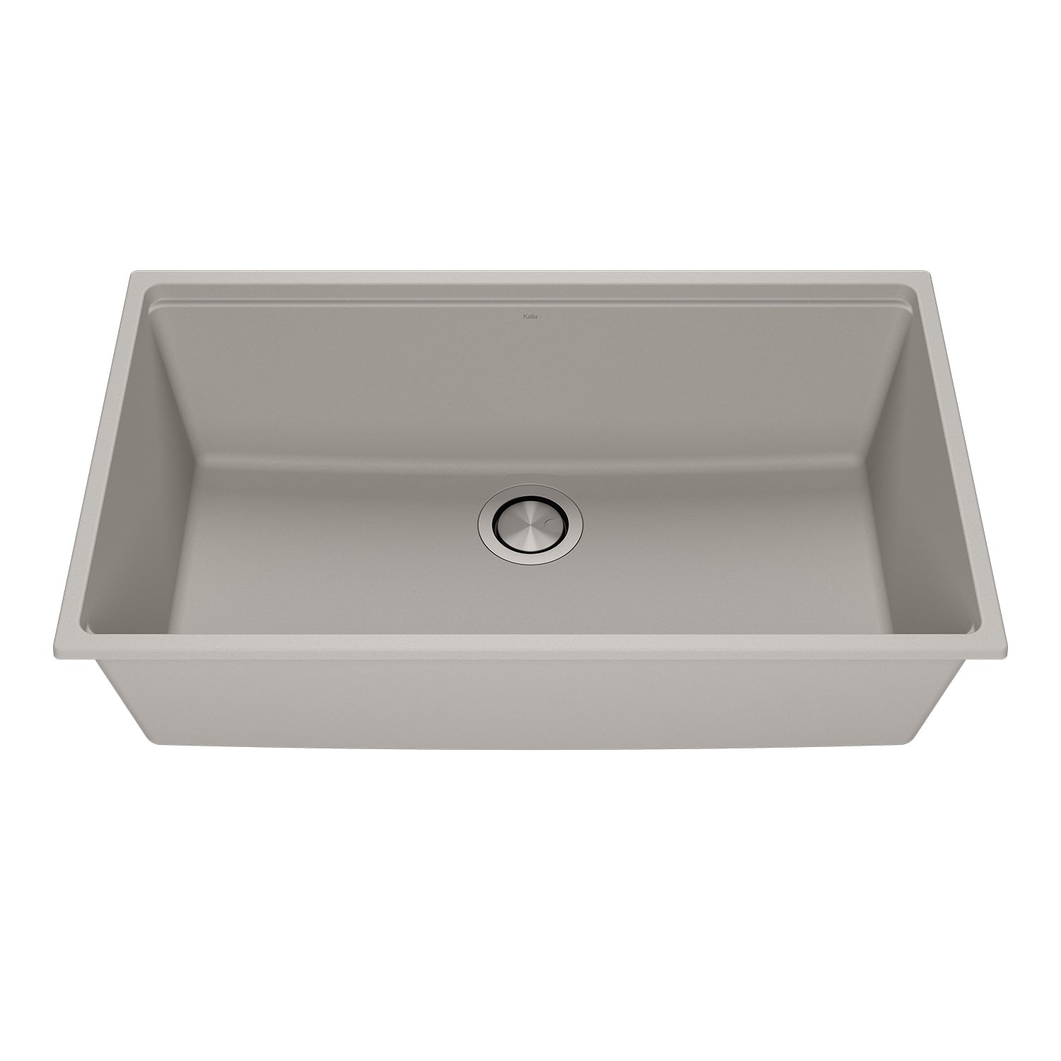 BACIA 33 Évier de Cuisine Granistone 33'' Cuve Simple avec Drain Inox et Tapis en Silicone pour Installation Sous-Plan Gris Galet