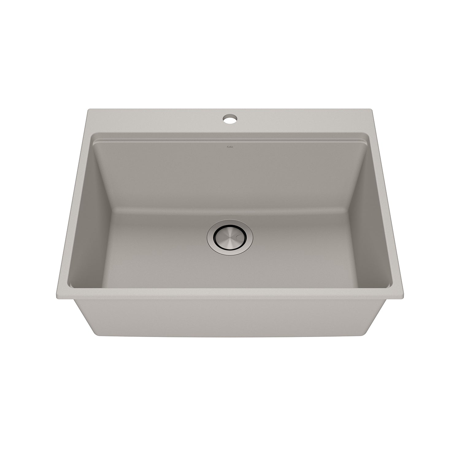 BACIA 27 Évier de Cuisine Granistone 27'' Cuve Simple avec Drain Inox et Tapis en Silicone pour Installation Encastrée Gris Galet