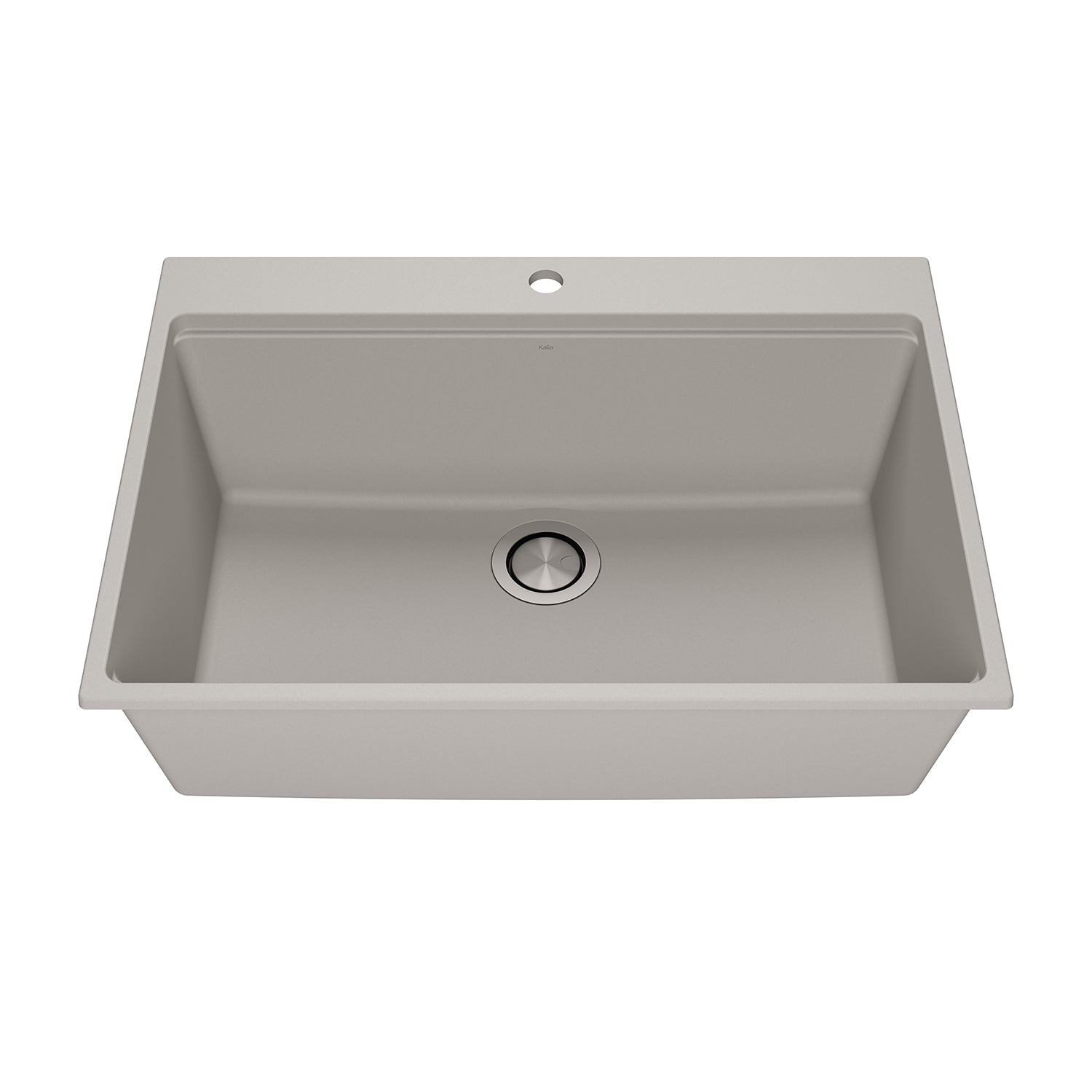 BACIA 31 Évier de Cuisine Granistone 31'' Cuve Simple avec Drain Inox et Tapis en Silicone pour Installation Encastrée Gris Galet
