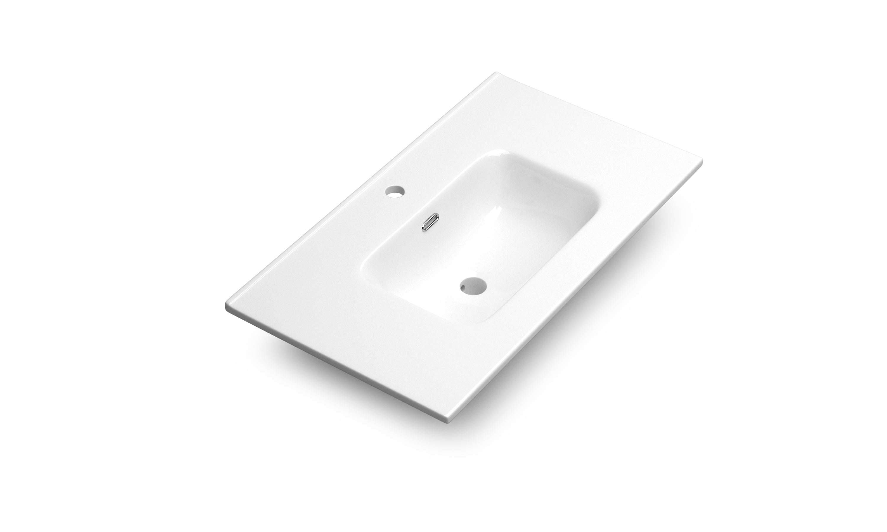 Lavabos pleine surface en céramique blanc lustré