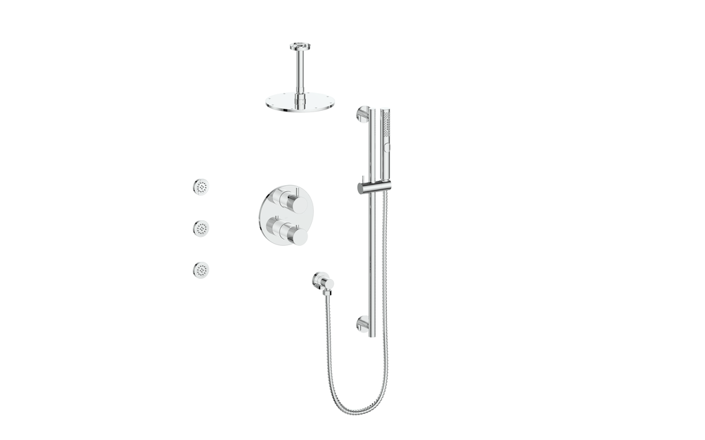 DRAVA 3-WAY TH SHOWER KIT WITH BODY JETS AND 6" CEILING ARM