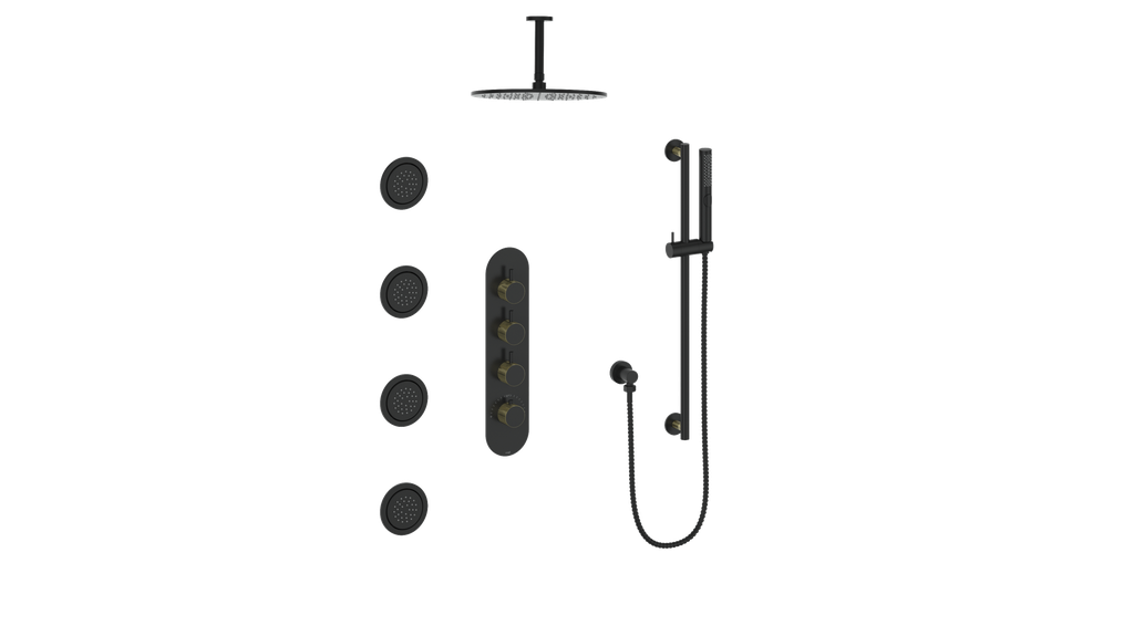 DRAVA 3-WAY TH SHOWER KIT WITH BODY JETS AND 6" CEILING ARM