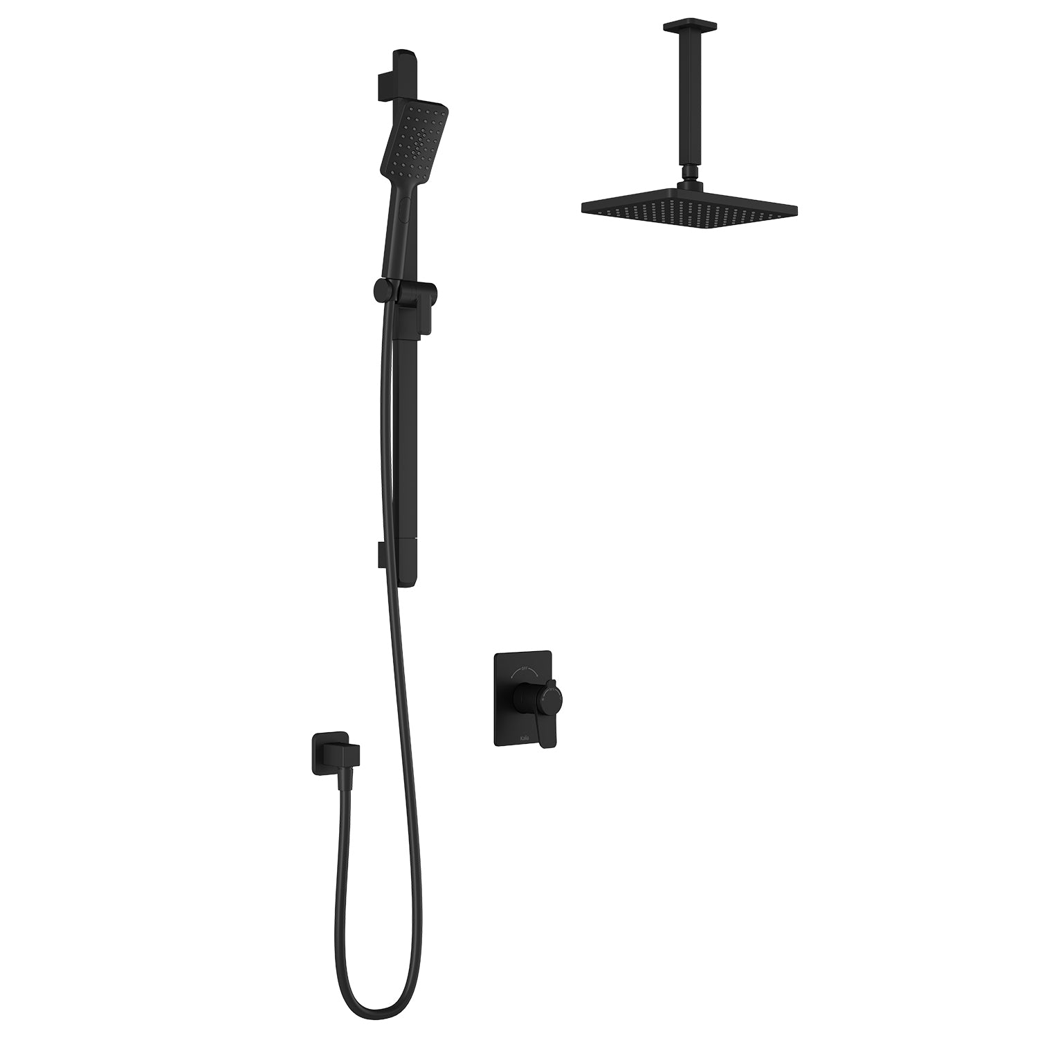 MOROKA™ TCD1 : Système de Douche T/P AQUATONIK™ Coaxiale avec Bras Vertical Noir Mat