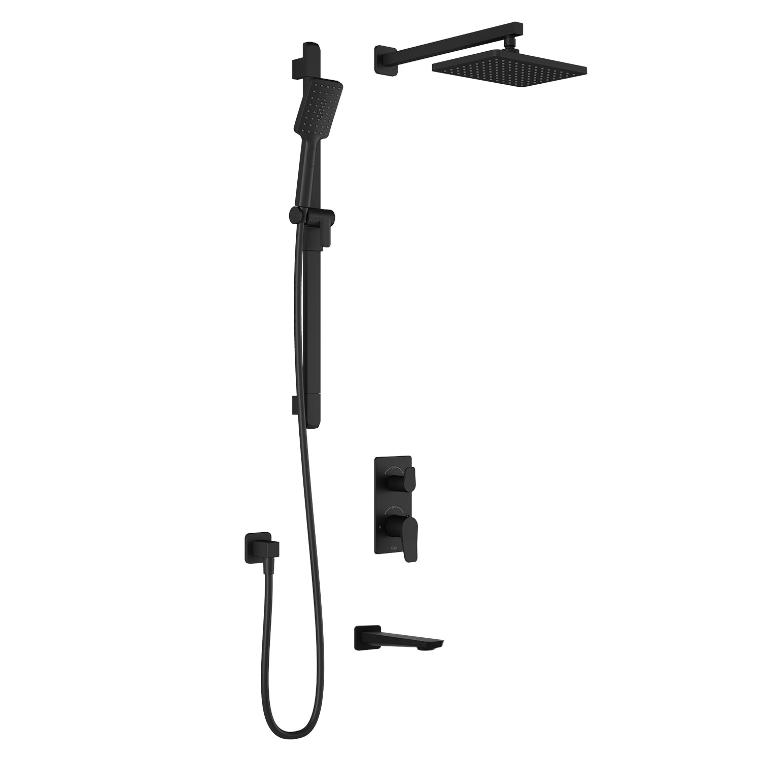 MOROKA™ TD3 : Système de Douche T/P AQUATONIK™ et Sélecteur avec Bras Mural Noir Mat
