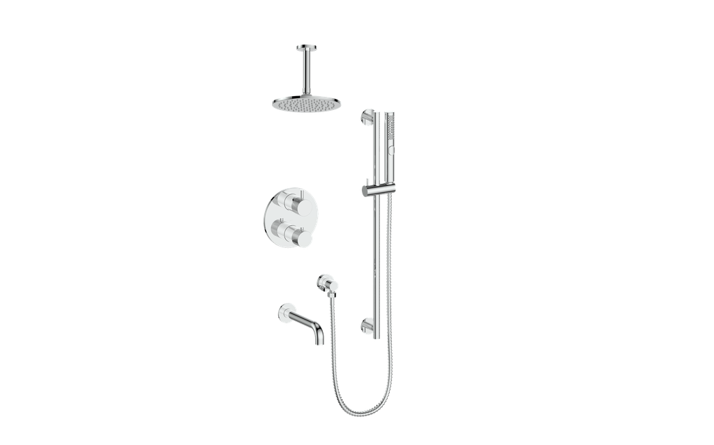 Garniture DRAVA pour kit de douche à 3 voies avec bras de plafond de 6 pouces