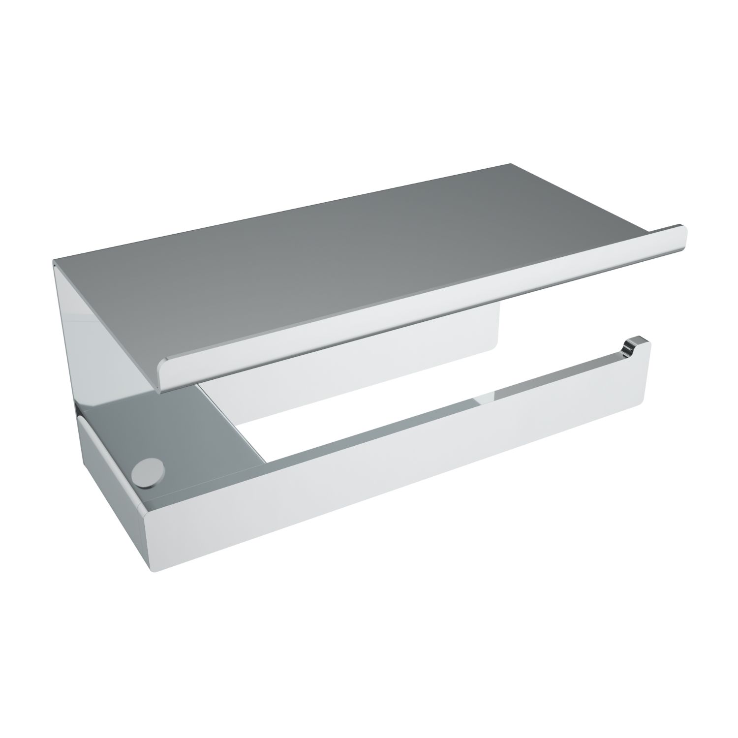 Porte-papier toilette Cinder avec étagère - Chrome