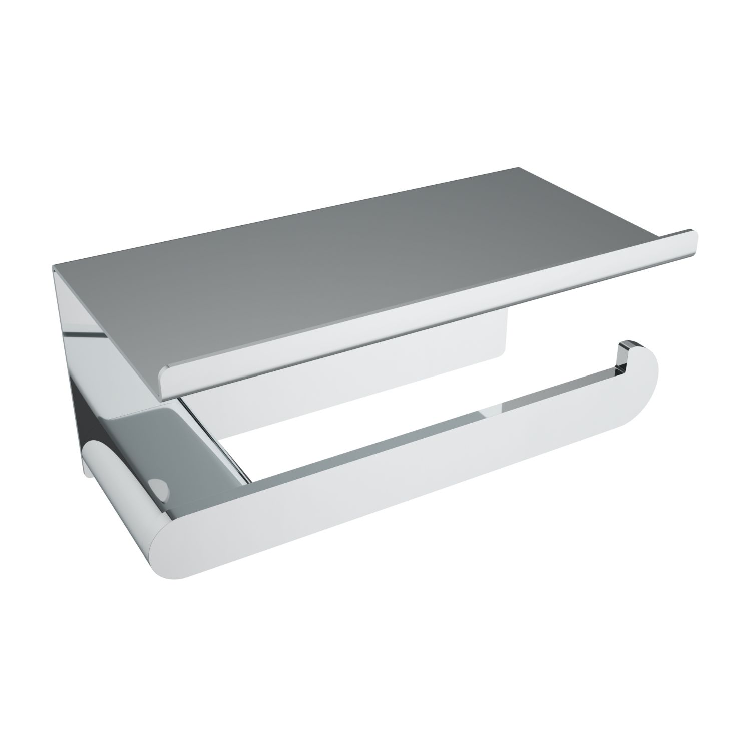 Porte-papier toilette Flow avec étagère - Chrome