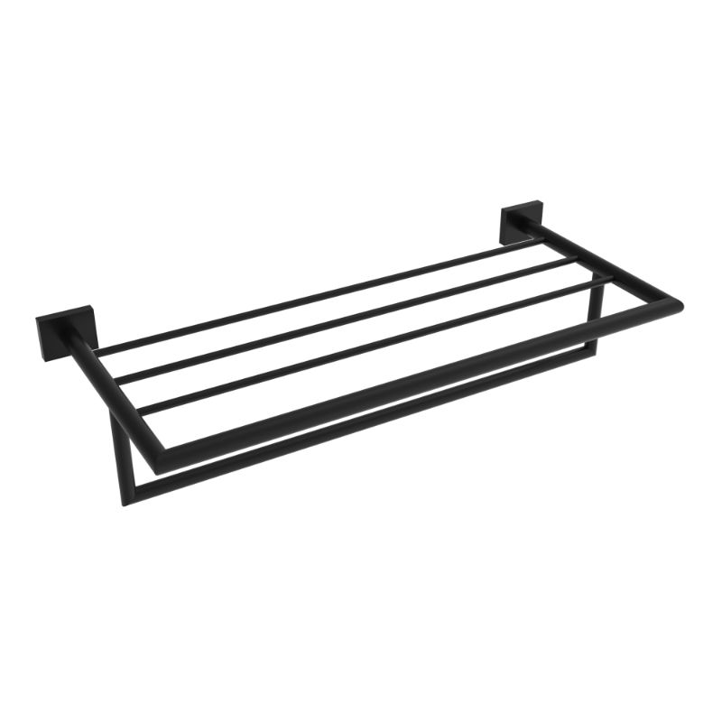 Étagère à serviettes Crater avec barre - Noir mat