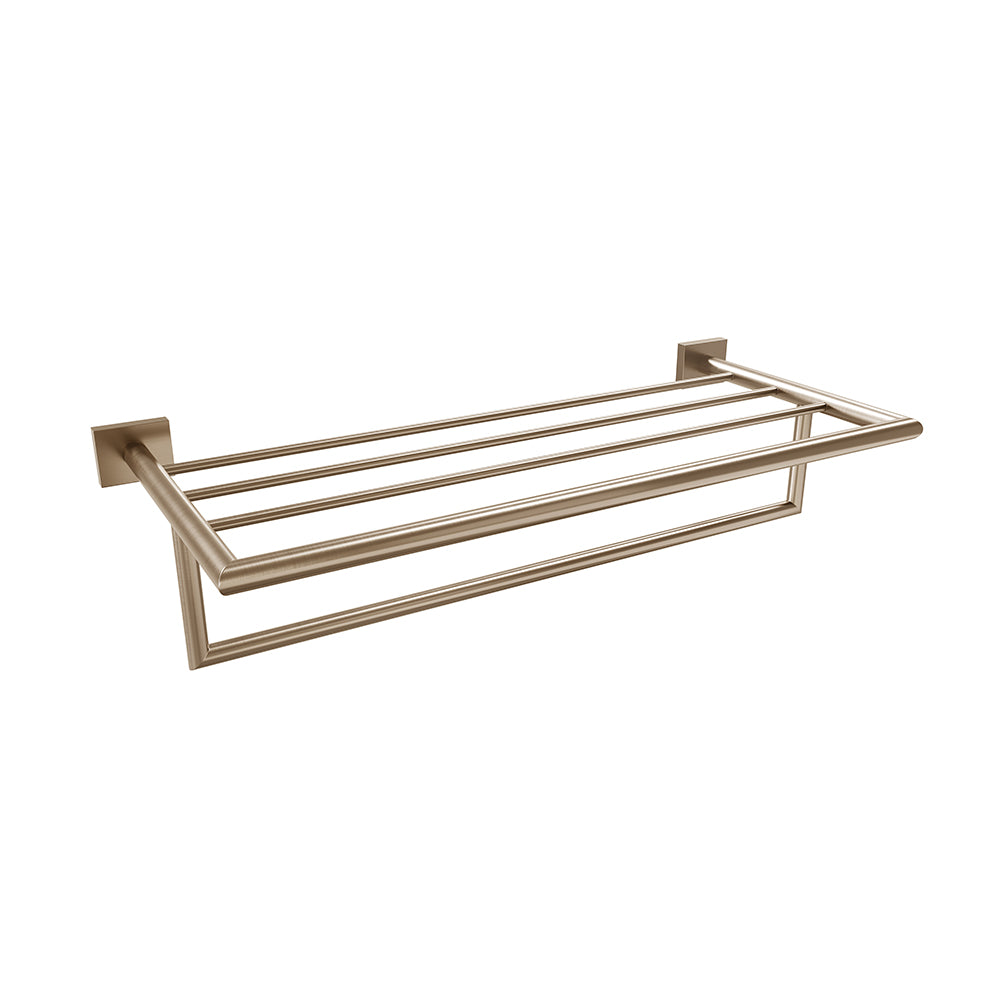 Étagère à serviettes Crater avec barre - Bronze brossé PVD