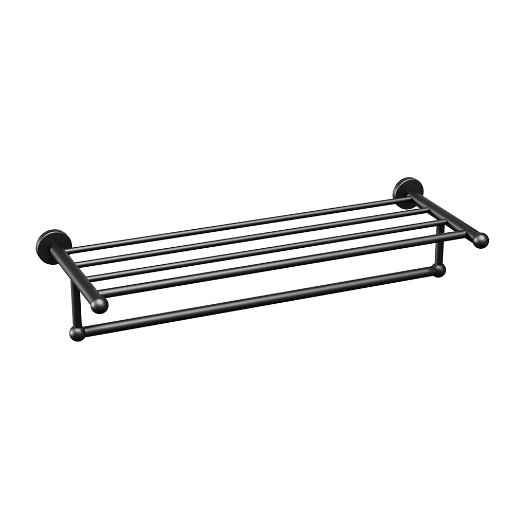 Étagère porte-serviettes Ember avec barre - Noir mat