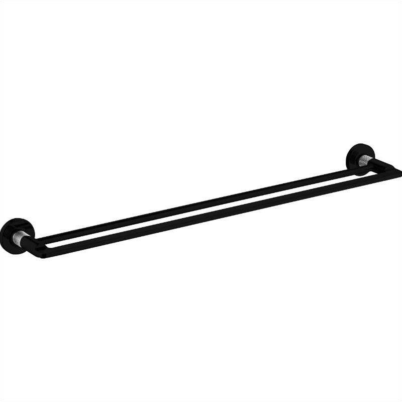 Porte-serviettes double Blaze 24 po - Chrome/noir mat
