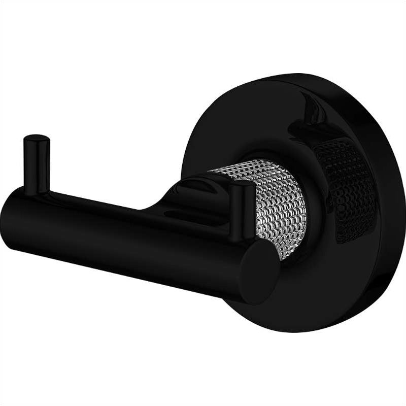 Crochet porte-serviettes double Blaze - Chrome/noir mat