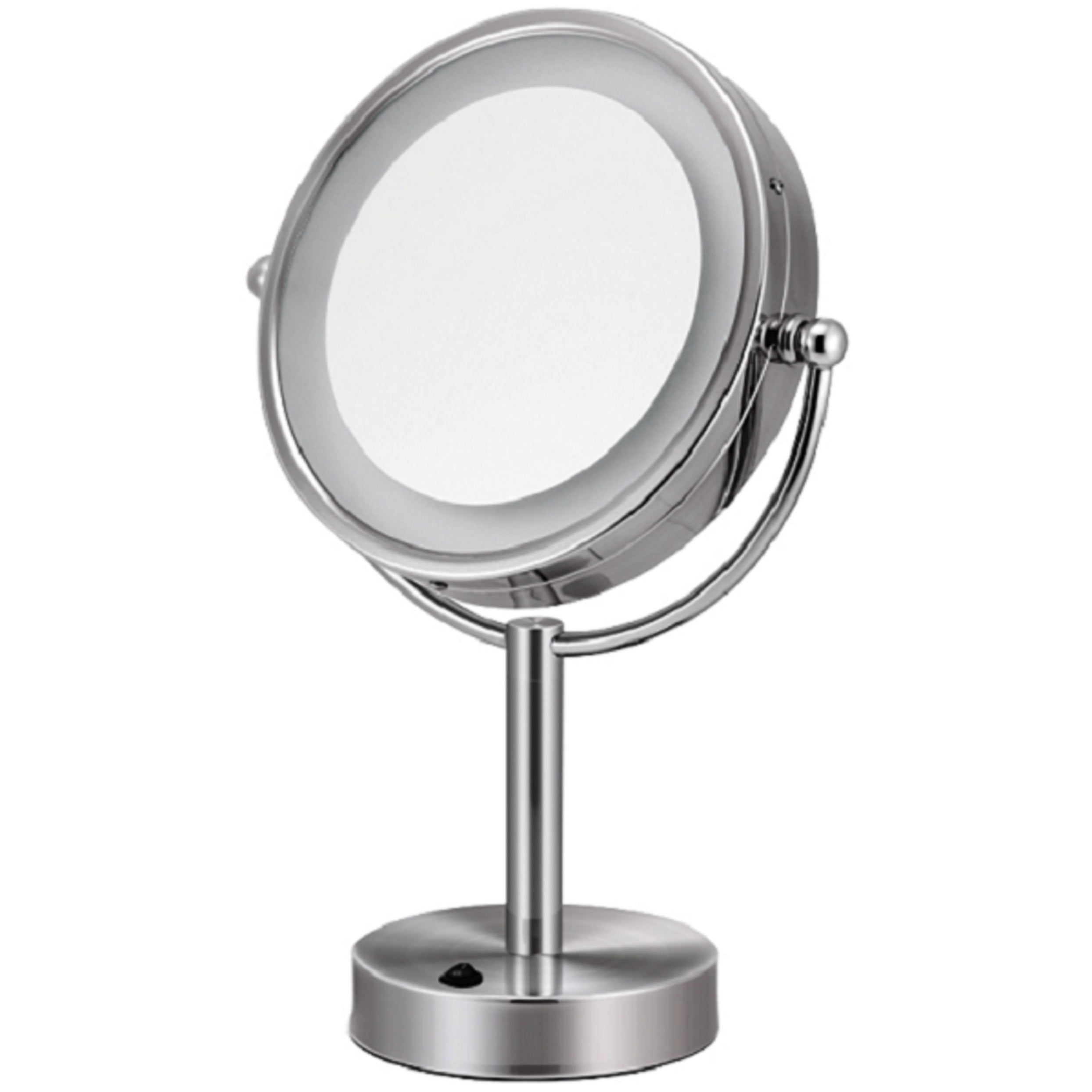 Miroir autoportant éclairé double face de 8,5 po - Nickel brossé