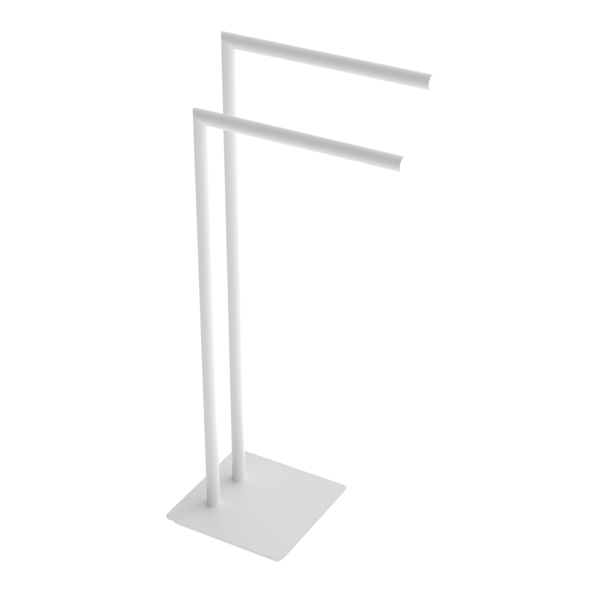 Porte-serviettes double rond autoportant - Blanc mat