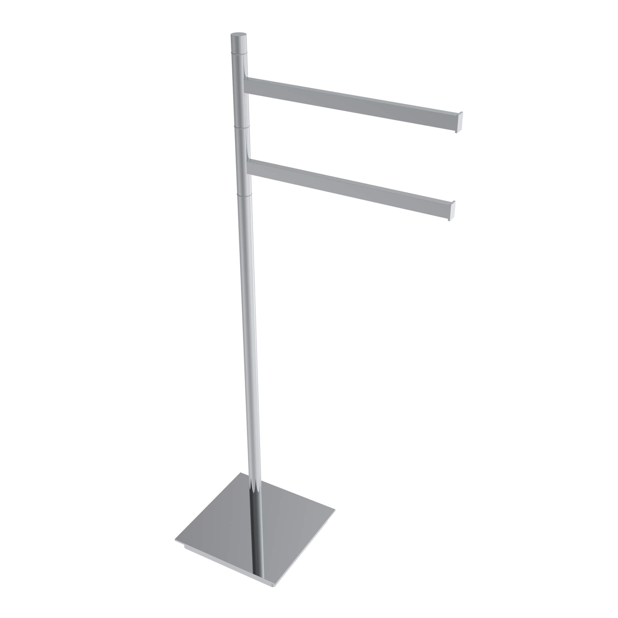 Porte-serviettes double pivotant carré sur pied - Chrome