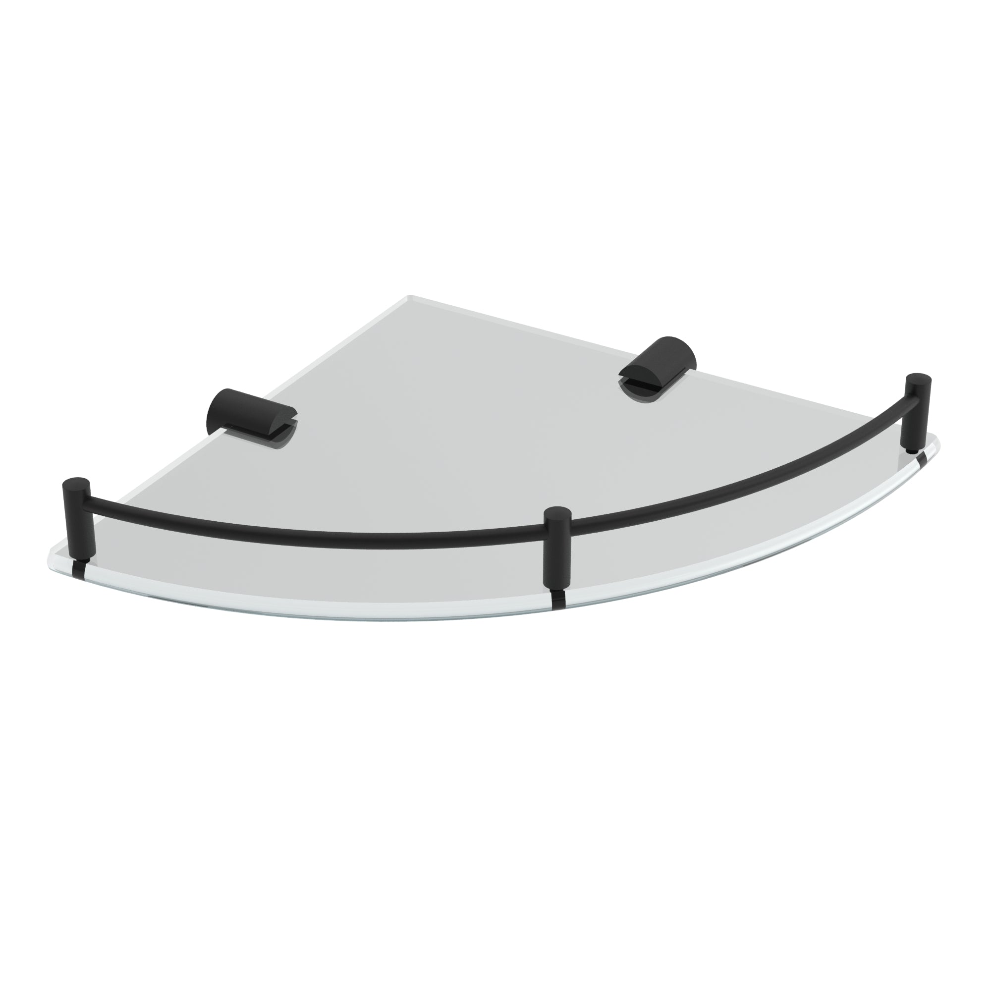 Étagère d'angle en verre - Noir mat