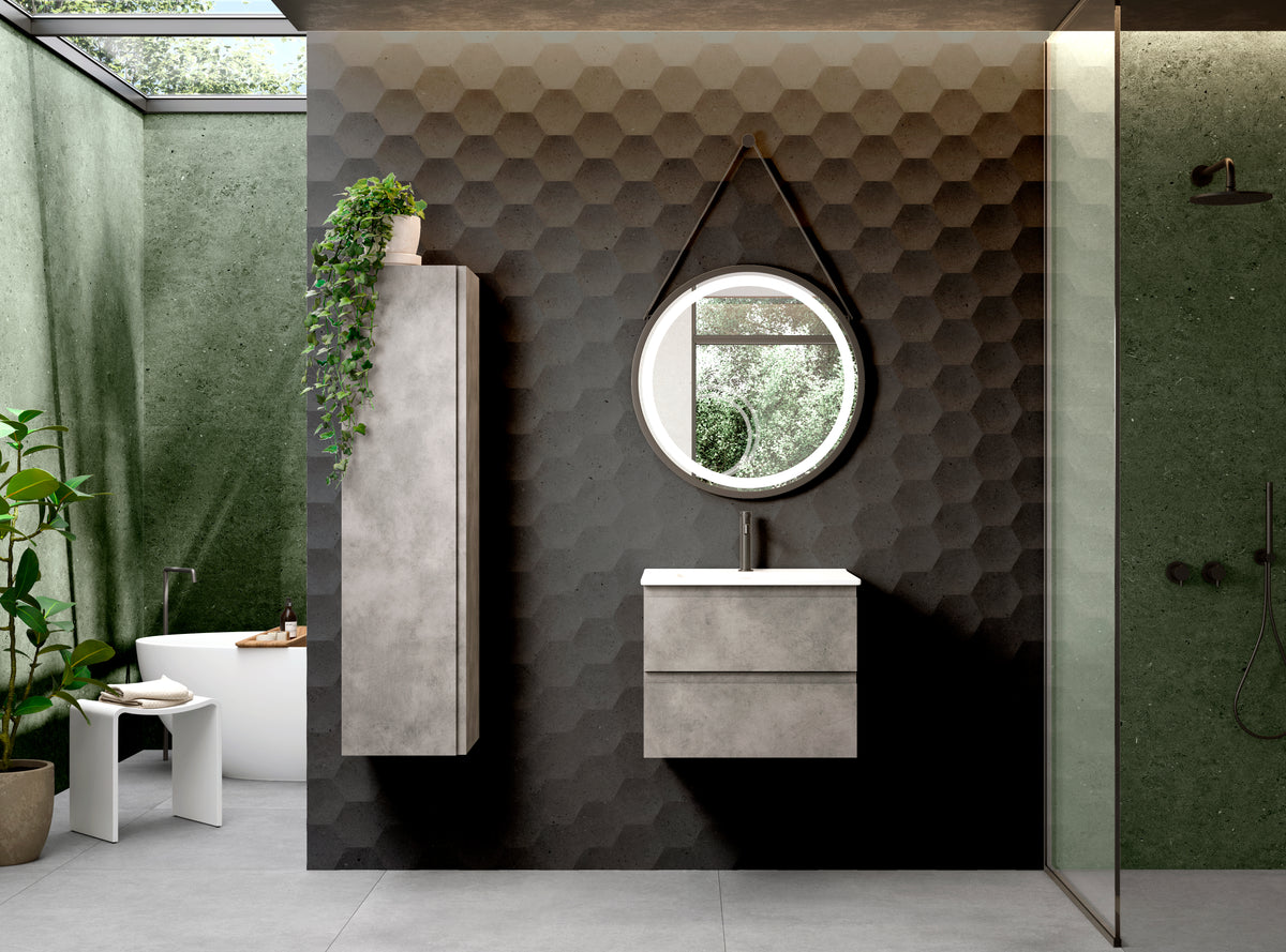 Vanité murale Vienna avec lavabo intégré en céramique blanc lustré