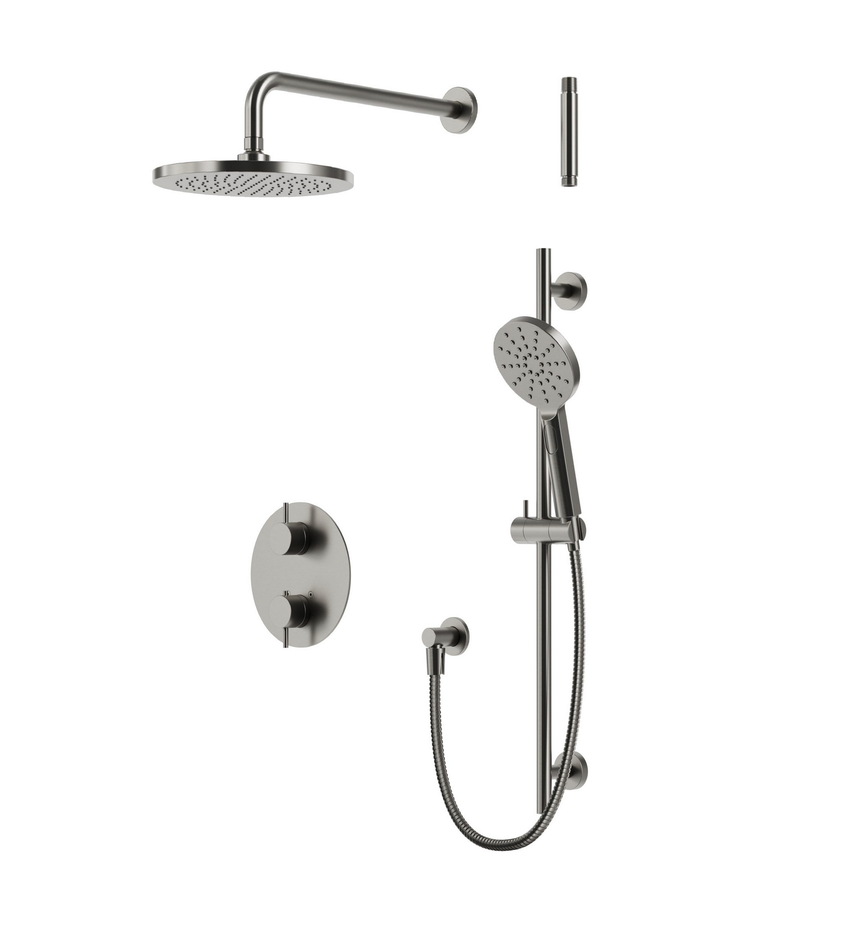 Kit de garniture de douche thermostatique à 2 voies partagées tête ronde
