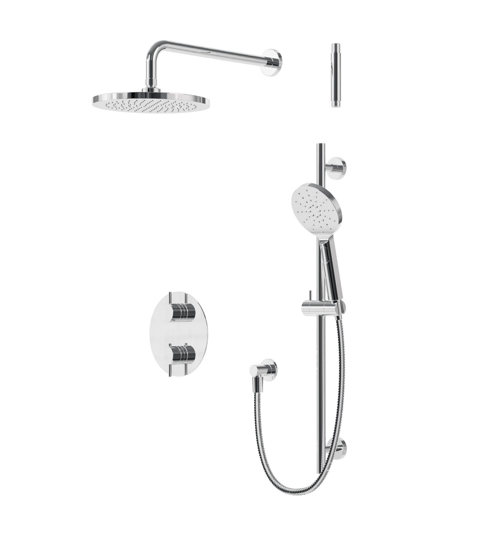Kit de garniture de douche thermostatique à 2 voies partagées tête ronde