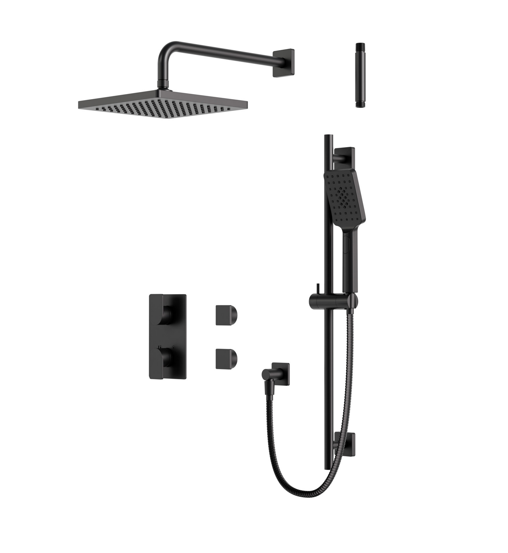 Kit de garniture de douche thermostatique à 2 voies partagées tête carrée