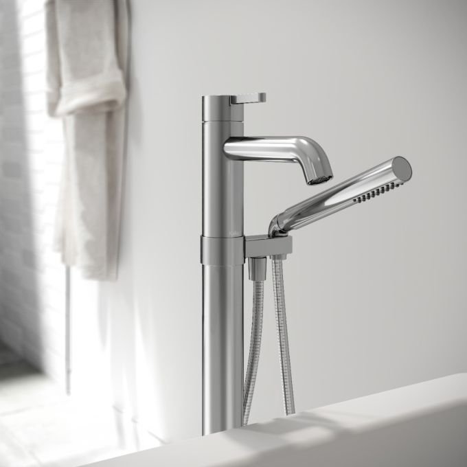 BASICO Robinet de plancher pour baignoire avec douchette Kalia