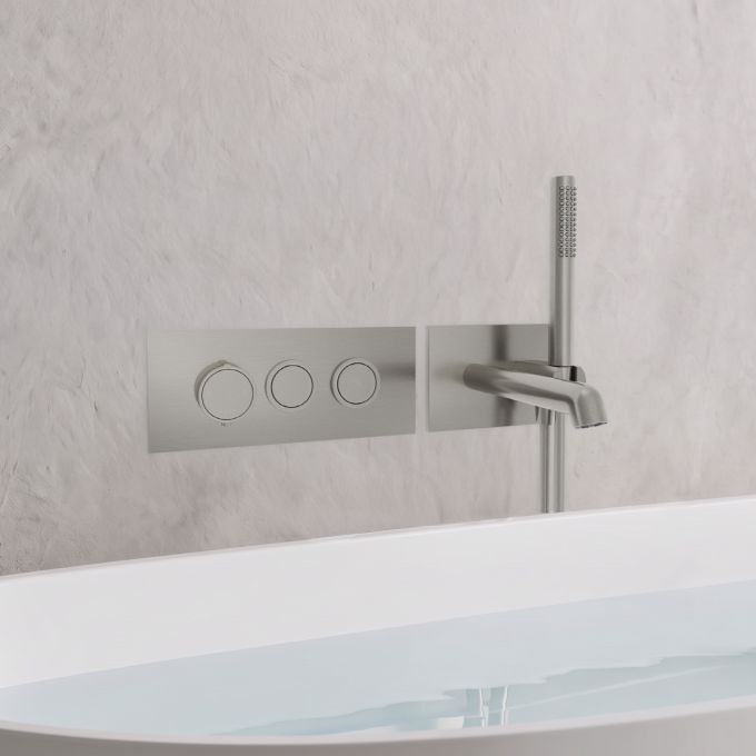 ELVA Thermostatic wallmount tub filler with 2-way AQUATONIK™ type T/P 1/2'' push-button valve