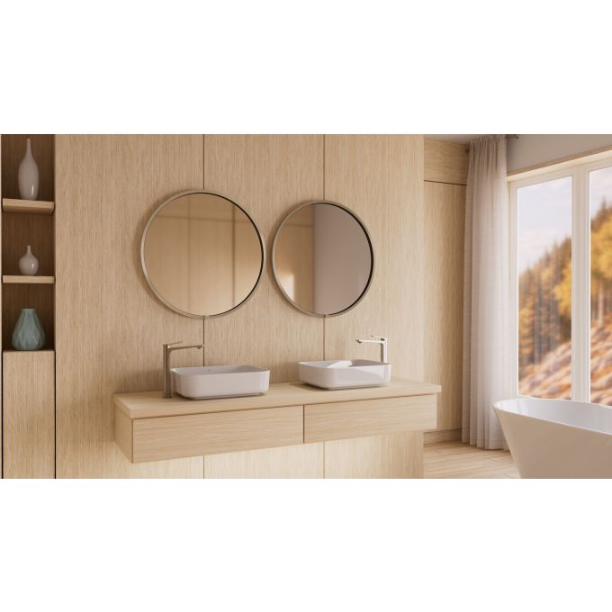 NOX Miroir Rond à Éclairage DEL 30 x 30 Avec Interrupteur Tactile pour Contrôle de Température de Couleur - Noir