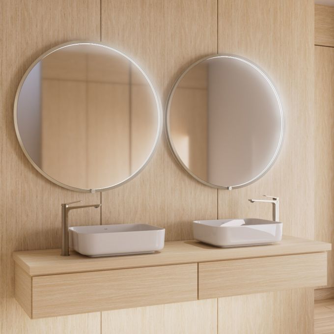 NOX Miroir Rond à Éclairage DEL 36 x 36 Avec Interrupteur Tactile pour Contrôle de Température de Couleur - Noir