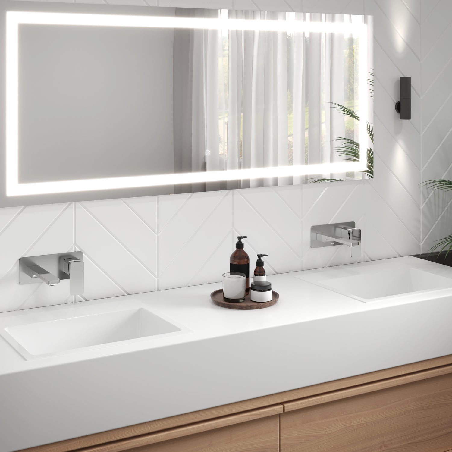 KAREO™ Robinet Mural de Lavabo avec Drain à Pression avec Trop-Plein Chrome