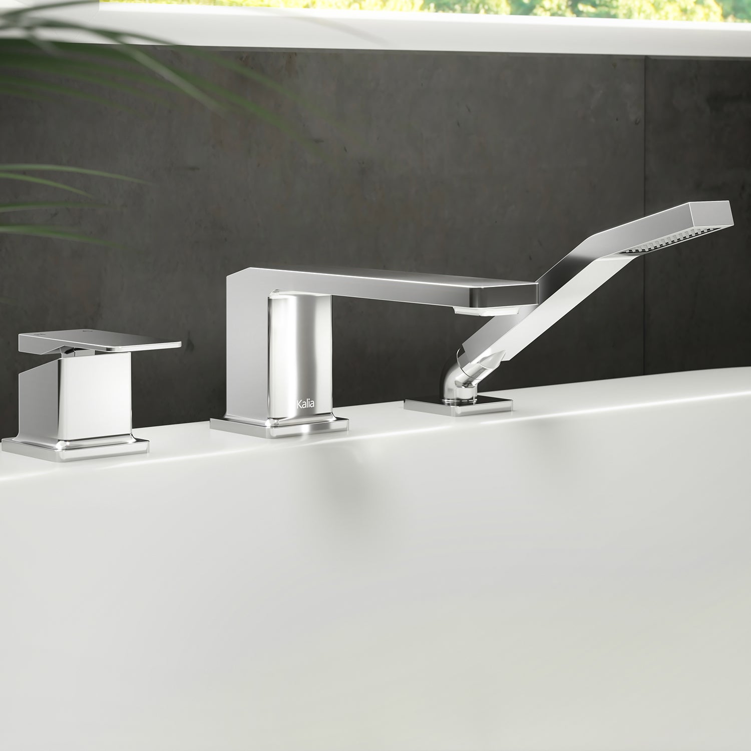 KAREO™ Robinet 3 Morceaux pour Baignoire avec Douchette - Cartouche Incluse avec Brut - Chrome