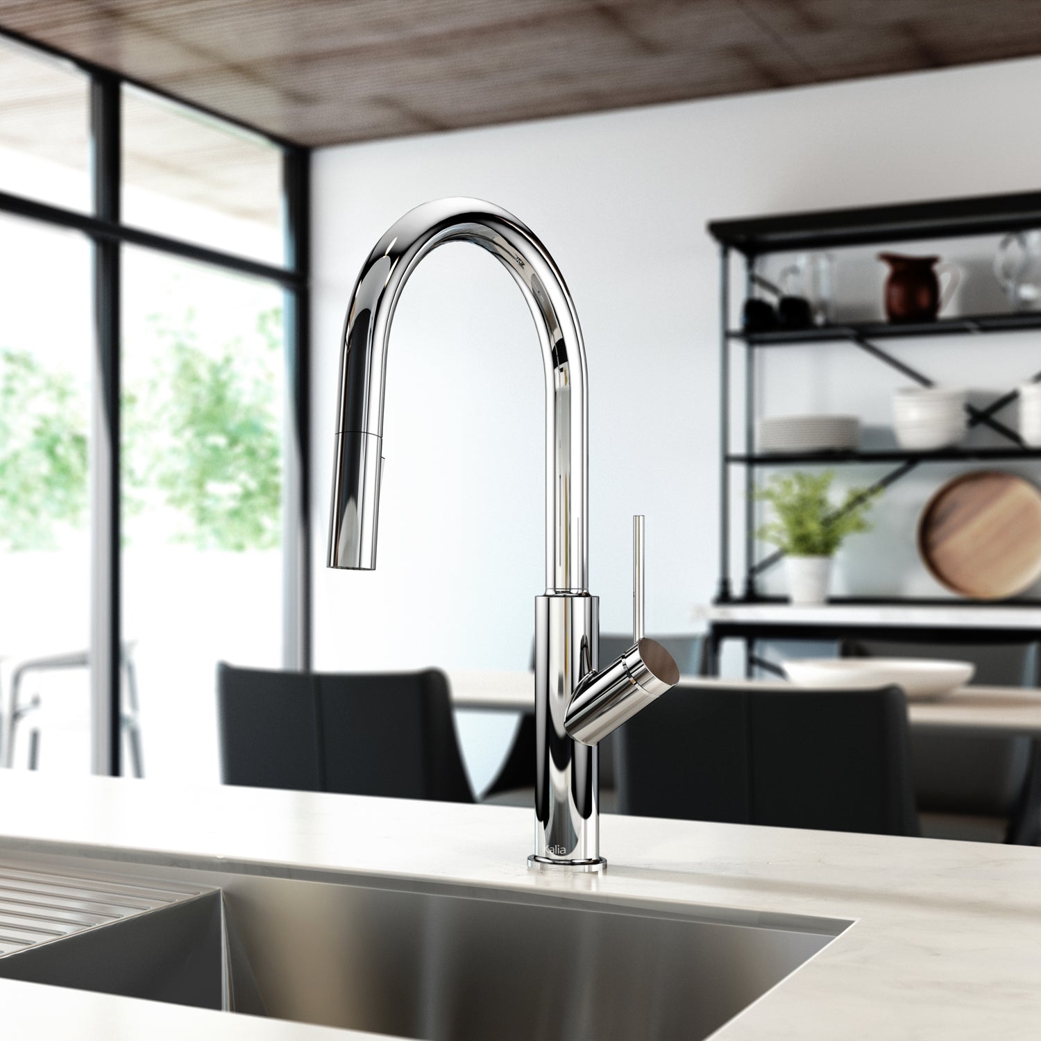 KARISMATIK Robinet de Cuisine Monocommande Douchette Extensible, 2 Jets Chrome