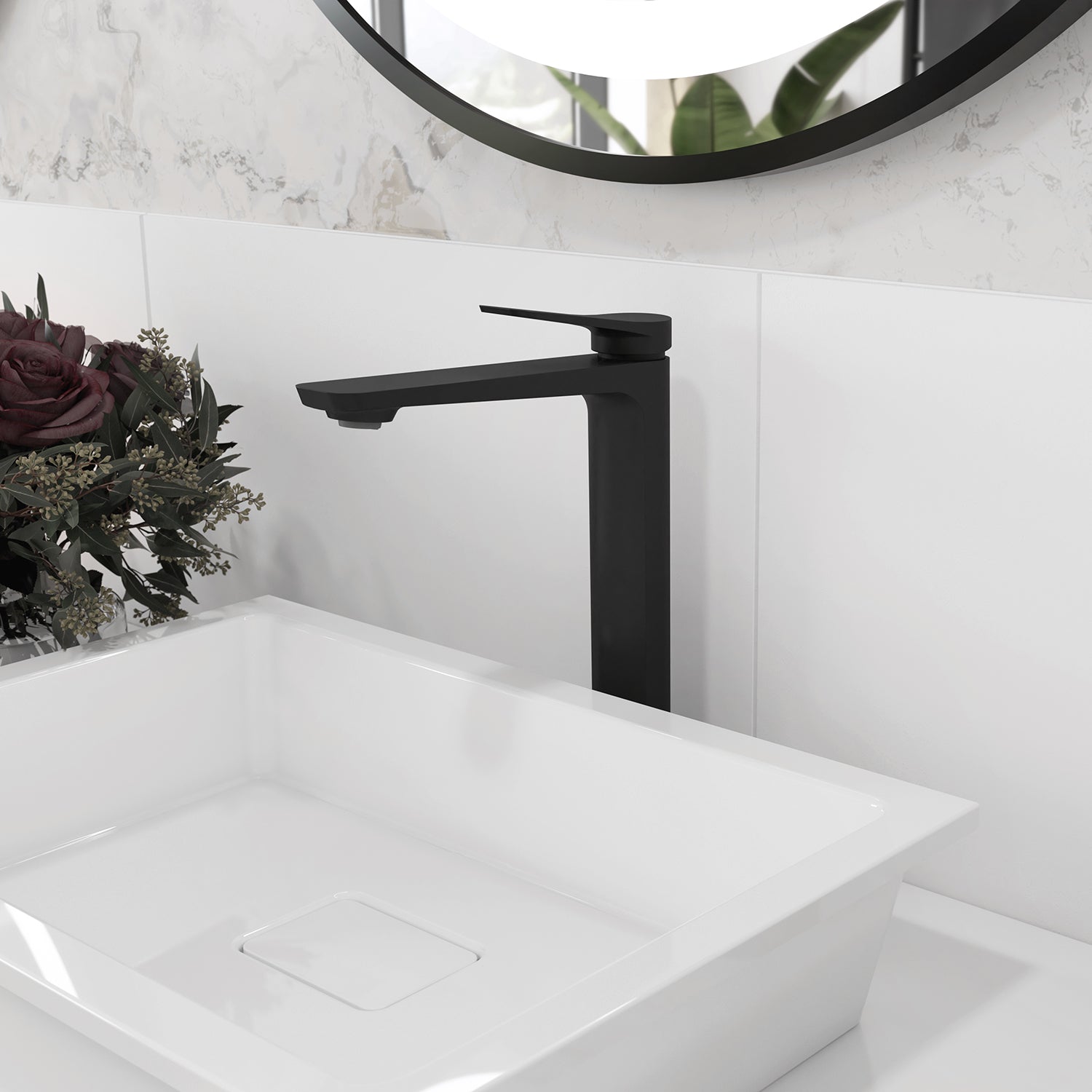 MOROKA™ Grand Robinet Monotrou de Lavabo Noir Mat