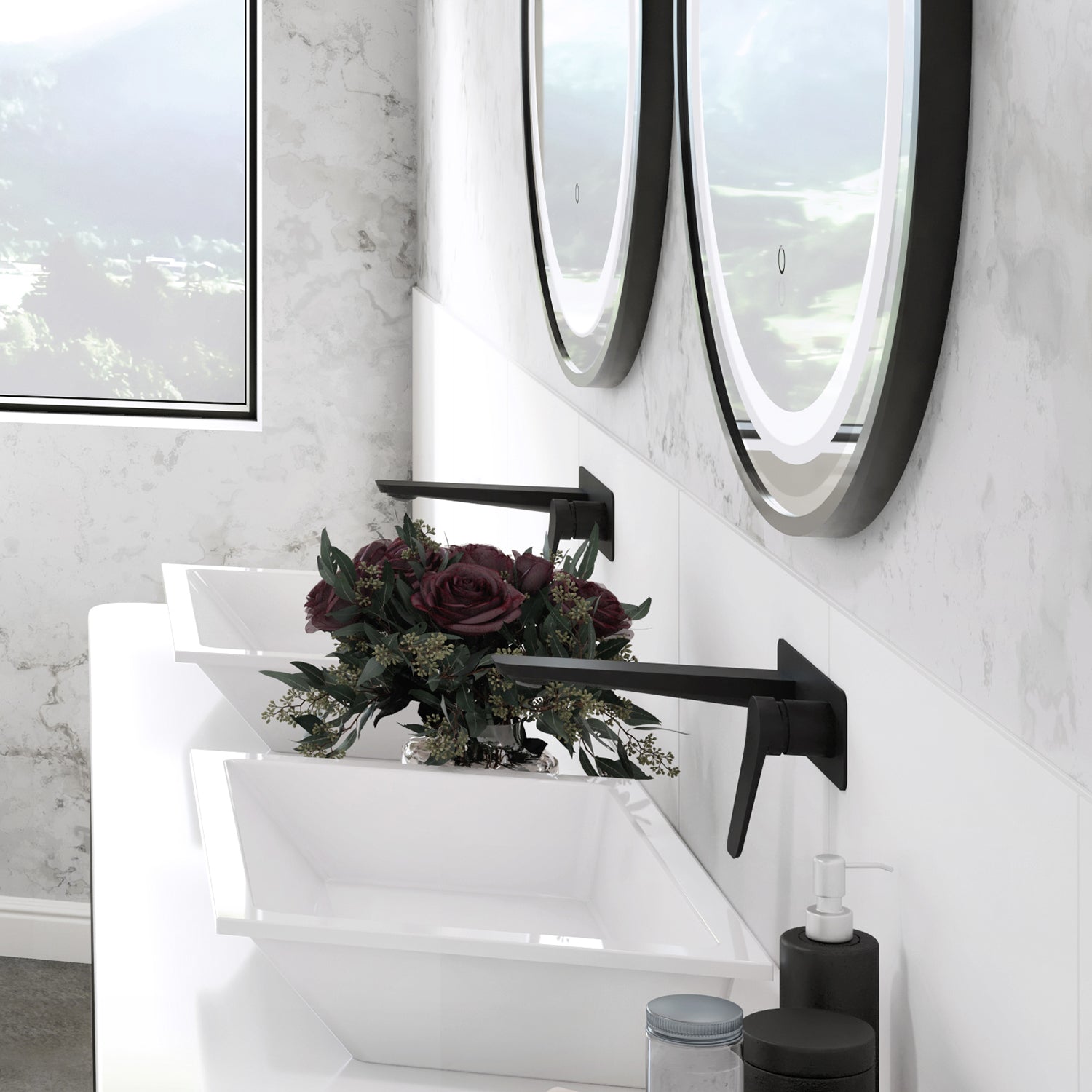 MOROKA™ Robinet Mural de Lavabo Sans Drain Noir Mat