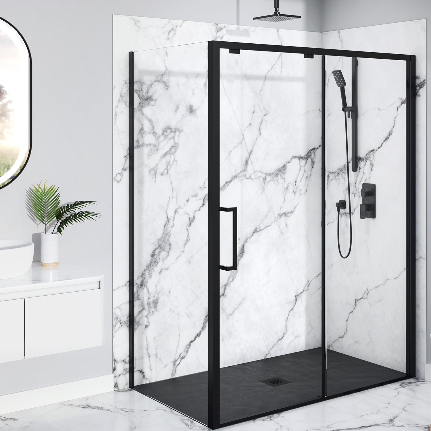 60x36 Minéraux #500 Ensemble de Murs de Douche 2 Panneaux 60x36 pour Installation de Coin - Minéraux #500 Lustré