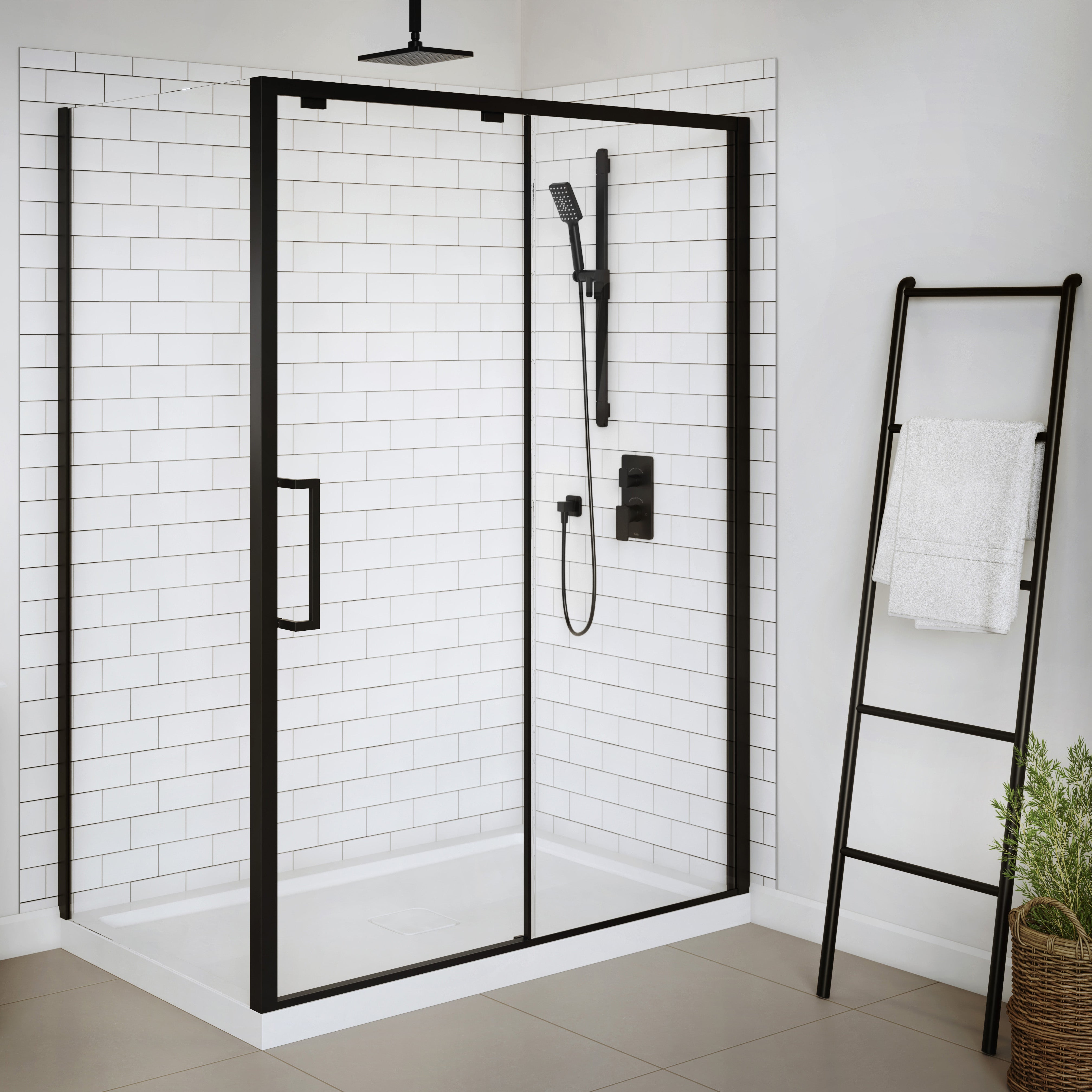 60x36 Carreaux #700 Ensemble de Murs de Douche 2 Panneaux 60x36 pour Installation de Coin - Carreaux #700 Lustré