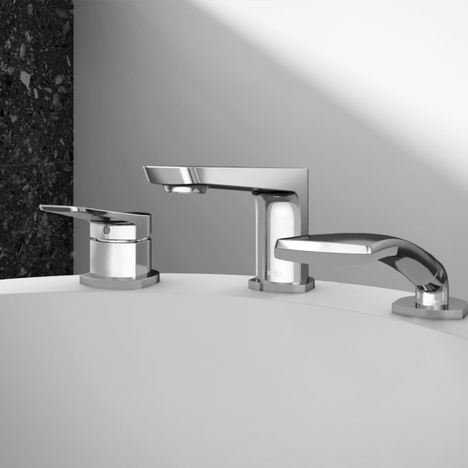 MOROKA Robinet de baignoire 3 morceaux avec douchette - cartouche incluse avec brut