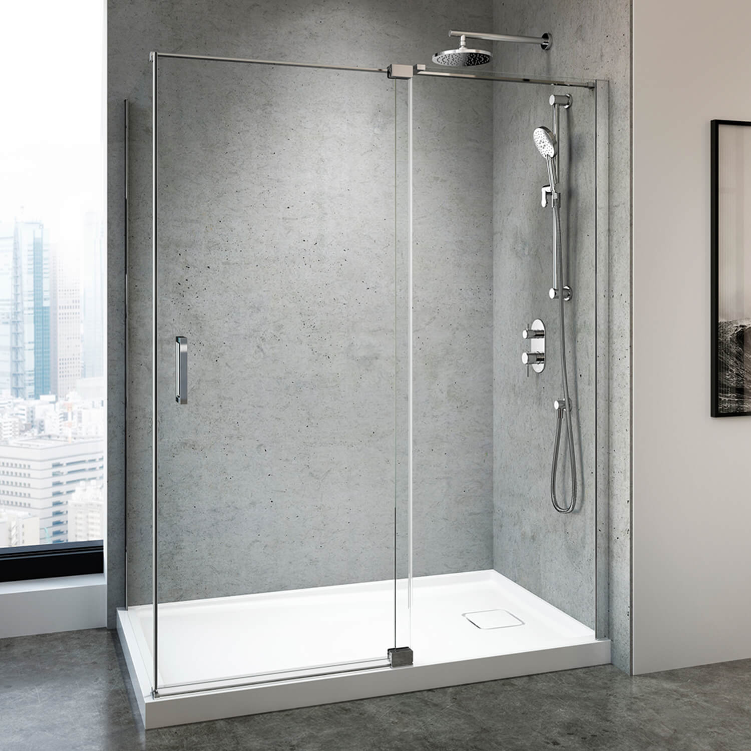 PRECISO™ TD2 : Système de Douche T/P AQUATONIK™ et Sélecteur avec Bras Mural Chrome