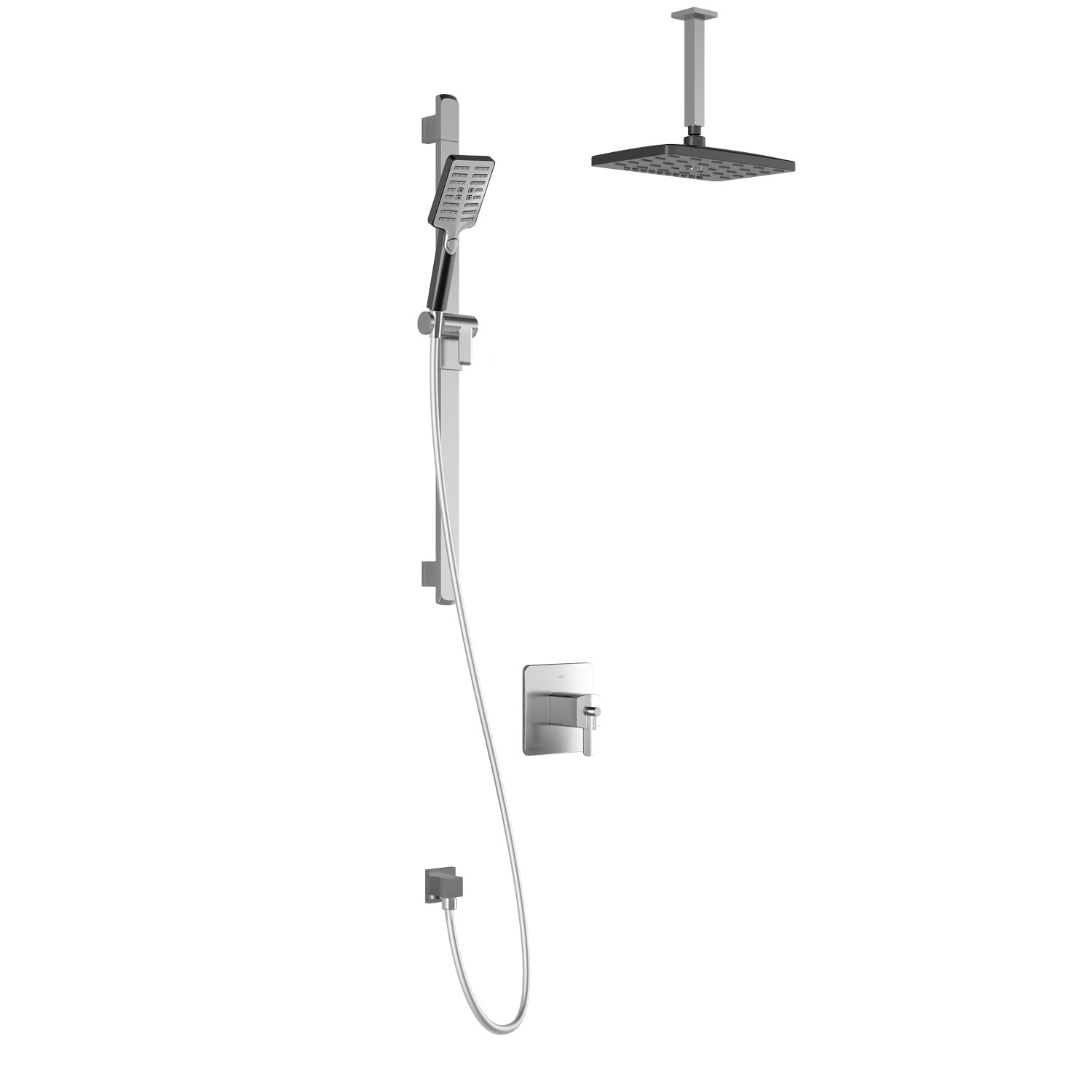 GRAFIK™ TCD1 PREMIA (Valve Non Incluse) : Système de Douche T/P AQUATONIK™ Coaxiale avec Bras Vertical Chrome/Noir