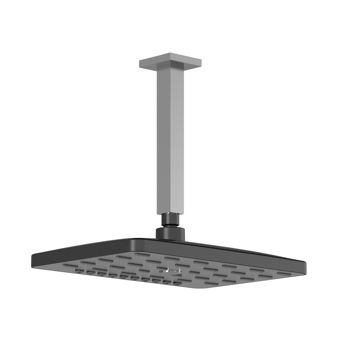 GRAFIK™ PREMIA Tête de Pluie 3 Fonctions Rectangulaire de 200mm x 320mm (7 ⅞'' x 12 ½'') avec Bras Vertical au Plafond de 203mm (8'') Chrome/Noir