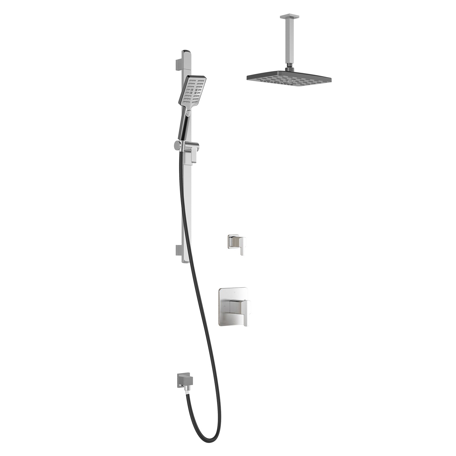 GRAFIK™ TD2 PREMIA (Valves Non Incluses) : Système de Douche AQUATONIK™ T/P avec Bras Vertical Chrome/Noir