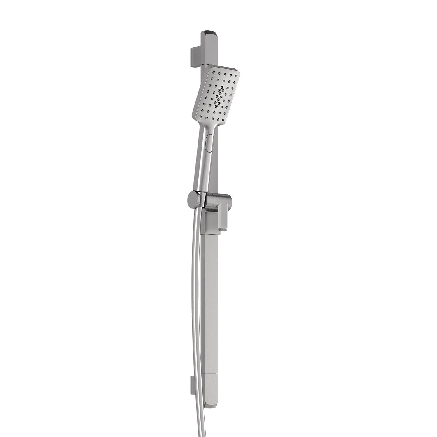 SquareOne™ Ensemble Douchette à Main 2 Fonctions avec Rail et Boyau Flexible en PVC de 60'' Nickel Pur PVS