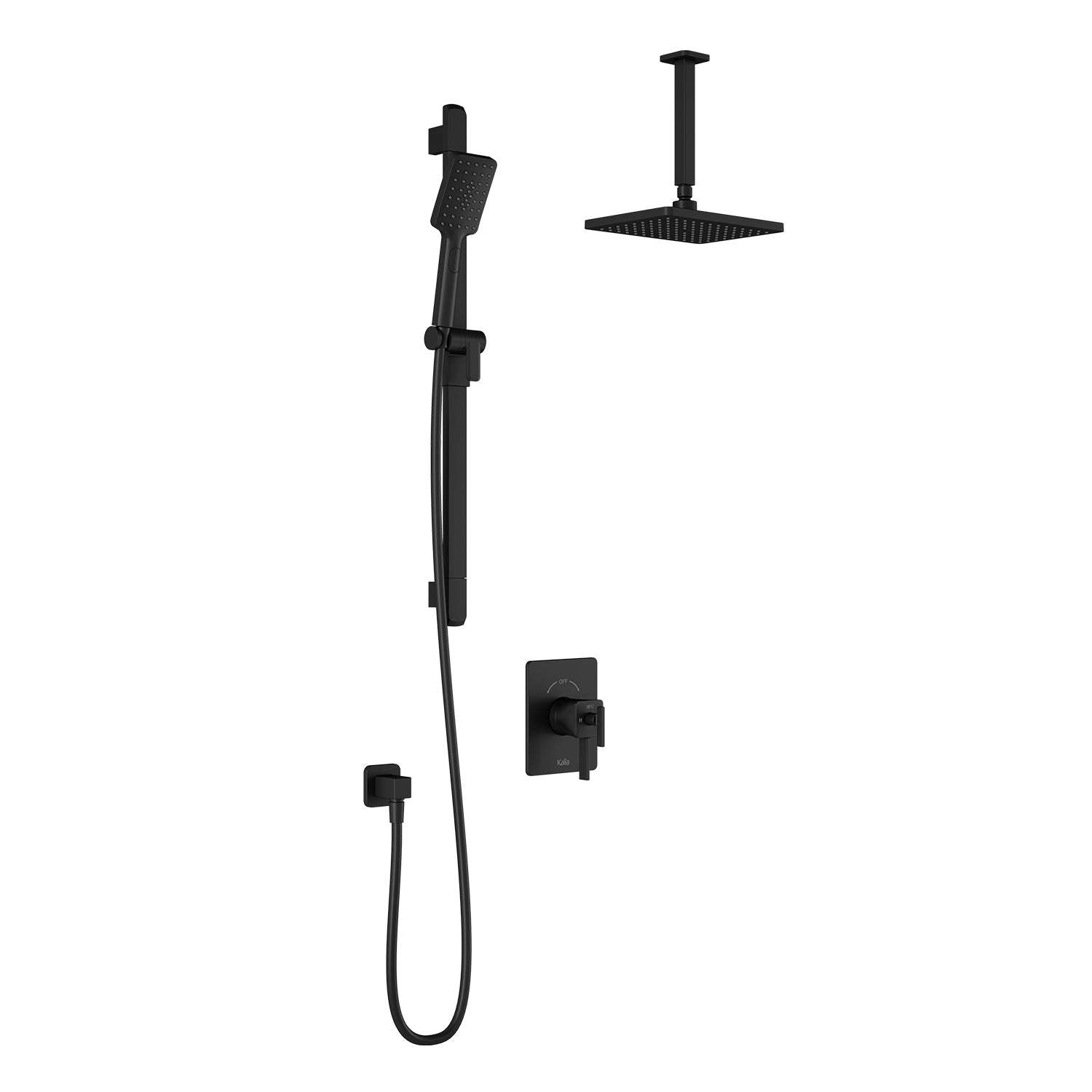 SquareOne™ TCD1 : Système de Douche T/P AQUATONIK™ Coaxiale avec Bras Vertical Noir Mat