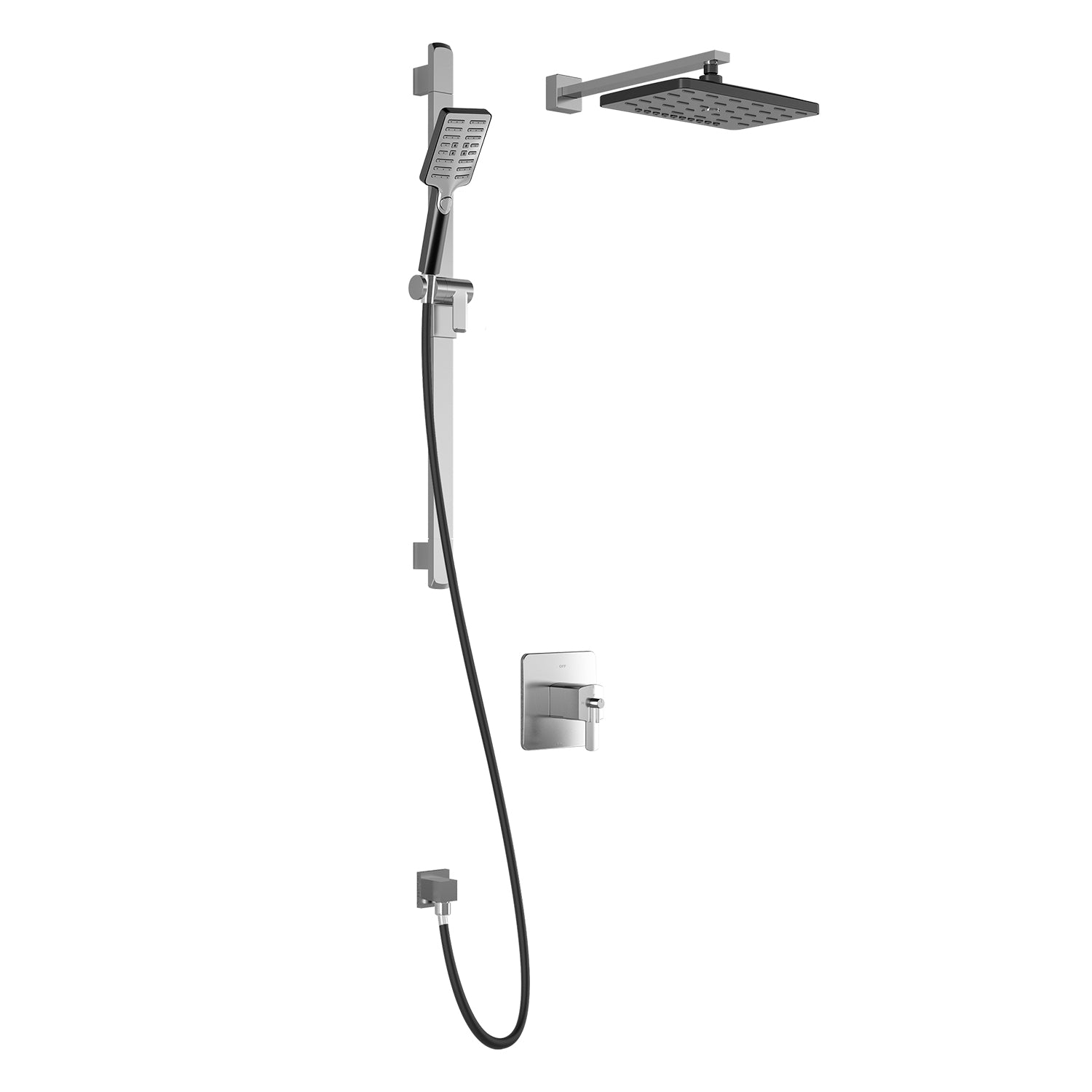 GRAFIK™ TCD1 PREMIA : Système de Douche T/P AQUATONIK™ Coaxiale avec Bras Mural Chrome/Noir