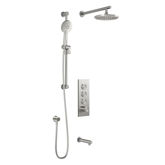 Plus - RoundOne TB3 Ensemble de douche avec valve à boutons-poussoirs - Bras mural