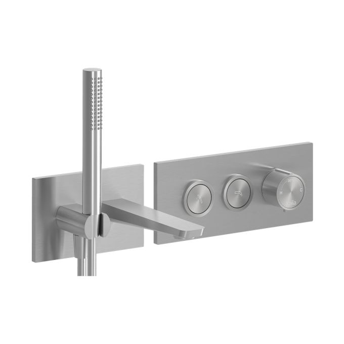 MOROKA™ Robinet Mural pour Baignoire avec Valve Thermostatique 1/2''de Type T/P AQUATONIK™ à Boutons-Poussoirs 2 Voies