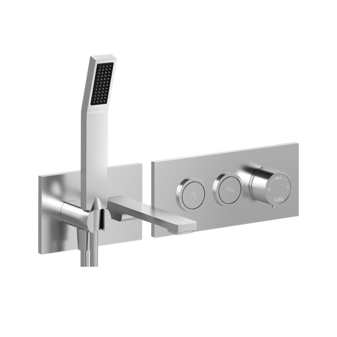 KAREO™ Robinet Mural pour Baignoire avec Valve Thermostatique 1/2''de Type T/P AQUATONIK™ à Boutons-Poussoirs 2 Voies