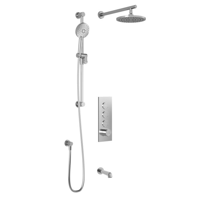 ELVA TB3 : Système de Douche T/P AQUATONIK™ Boutons-Poussoirs avec Bras Mural