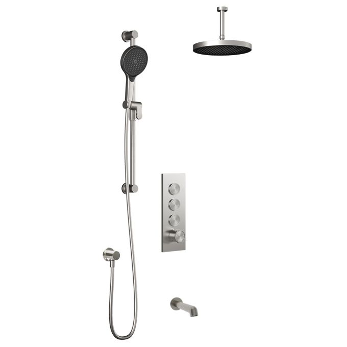 ELVA TB3 PLUS : Système de Douche T/P AQUATONIK™ Boutons-Poussoirs avec Bras Vertical