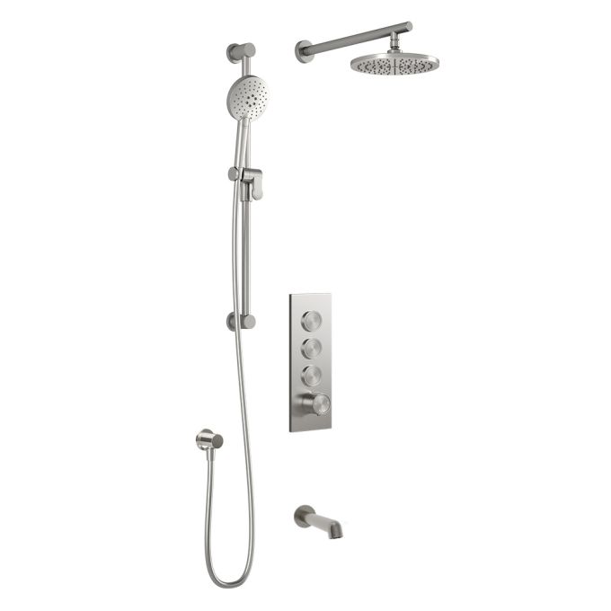 ELVA TB3 : Système de Douche T/P AQUATONIK™ Boutons-Poussoirs avec Bras Mural