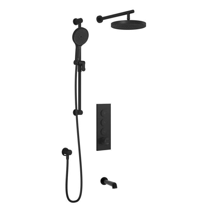 ELVA TB3 PLUS : Système de Douche T/P AQUATONIK™ Boutons-Poussoirs avec Bras Mural Nickel Pur PVS
